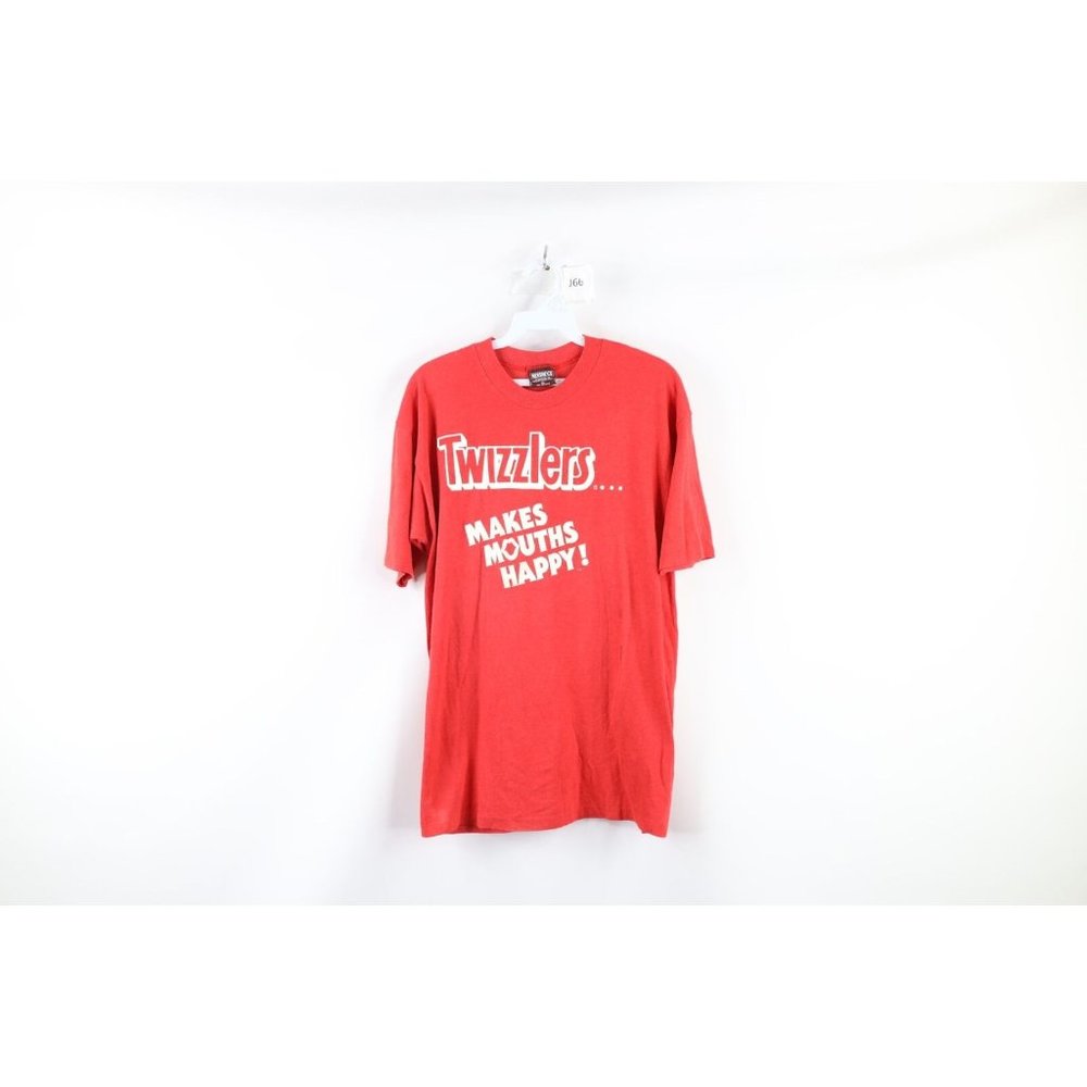 Vintage 80s Hersheys XL Distressed Spell Out Twizzlers Licorice T-Shirt USA